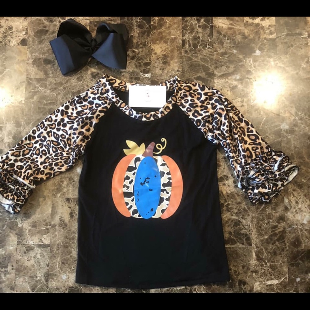 Pumpkin leopard Shirt with Ruffles